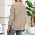 thumbnail image 4 of Sewkxo Women's Button Down Shirts 3/4 Length Sleeve Tops Casual Work Shirt with Pocket,Khaki L, 4 of 6