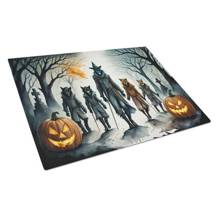 

15 x 12 in. Unisex Werewolves Spooky Halloween Glass Cutting Board - Large