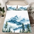 thumbnail image 2 of Manfei Natural Landscape Twin Sheet Sets,Mountain Pine Tree Twin Fitted Sheet,Rustic Plant Flat Sheet For Adults,Breathable Home Decor,3-Piece, 2 of 7