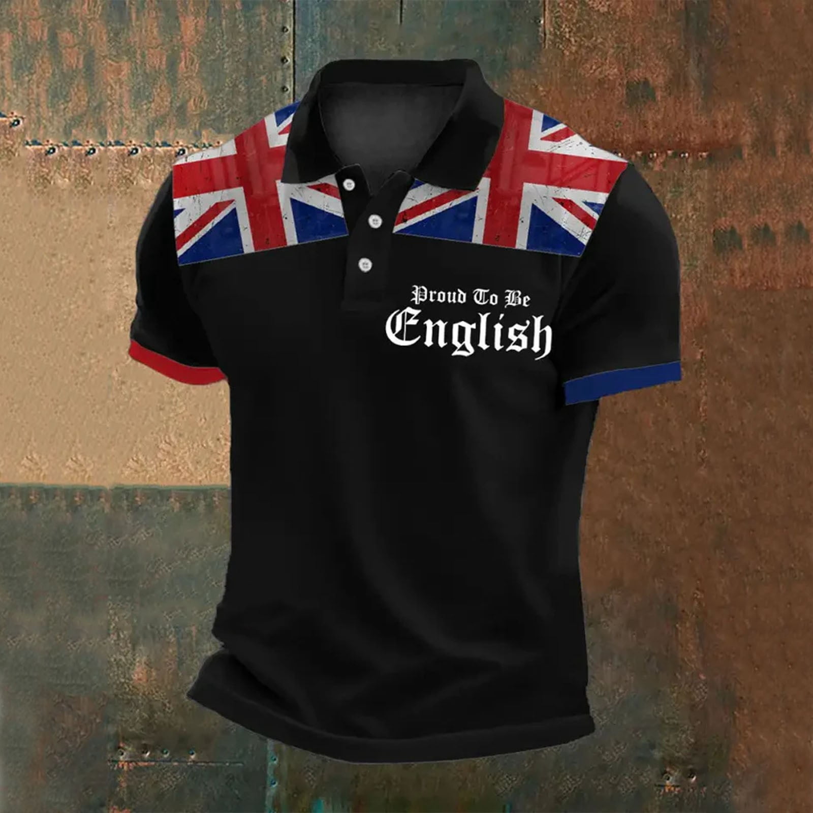 SONXAHE Union Jack Flag Printed Polo Shirt for Men Short-Sleeve