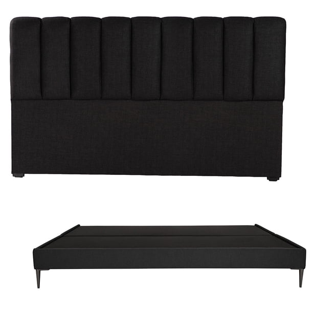 Recámara King Size Kami Negro con Cabecera + Base Cama Slim