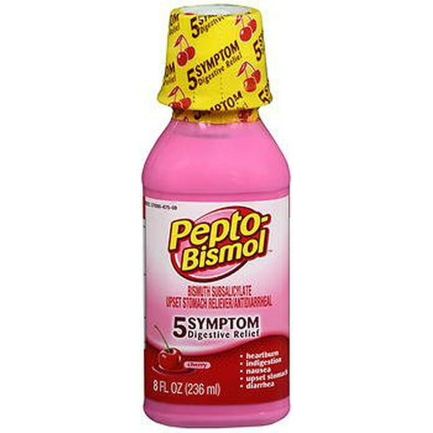 Pepto-Bismol Cherry Liquid 5 Symptom Relief, 8 Oz (Pack of 2) - Walmart ...