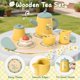 thumbnail image 5 of Set de fiesta de té Toyssa de madera para niñas de 3 a 5 años con bandeja de té, 5 of 9