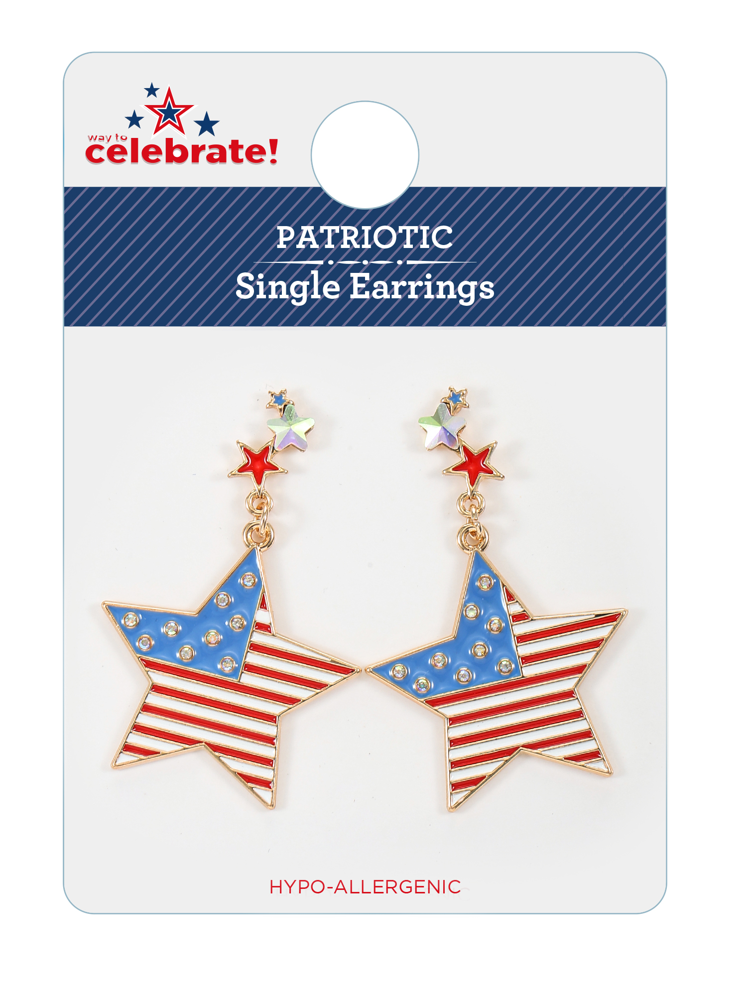 Way to Celebrate Americana Patriotic Star Drop Earrings