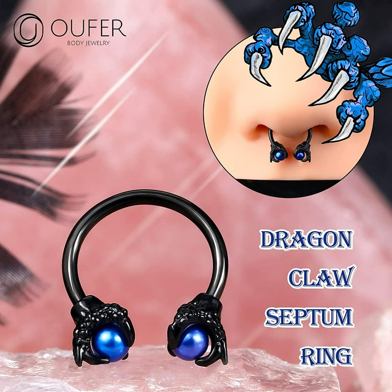 Dragon Claw 12 Gauge Septum Ring 16G Devil's Claw Nose Septum Ring