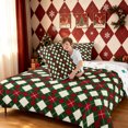 thumbnail image 4 of Erosebridal Christmas Argyle King Size Comforter Sets, Vintage Plaid Comforters King Size, Dark Green White, Christmas Reversible, 3pcs, 1 Comforter and 2 Pillowcases, 4 of 7