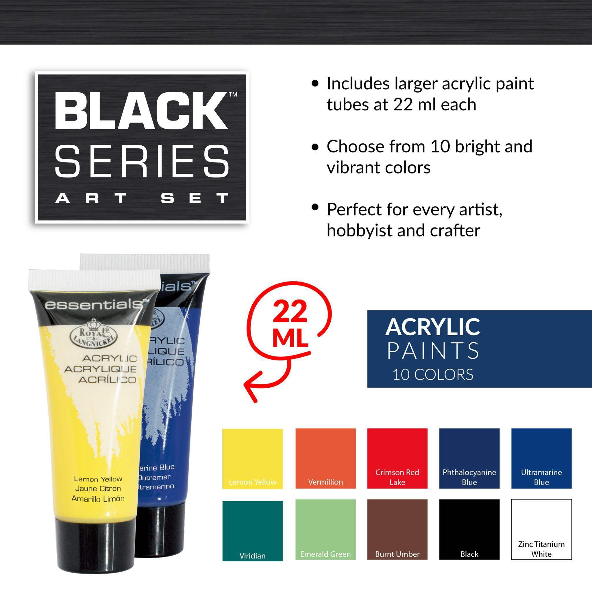 Royal & Langnickel essentials™ 18pc Black Series Acrylic Art Set