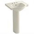 thumbnail image 2 of Kohler K-5266-4-47 24 in. Veer Pedestal Bathroom Sink with 4 in. Centerset Faucet Hole - Almond, 2 of 2