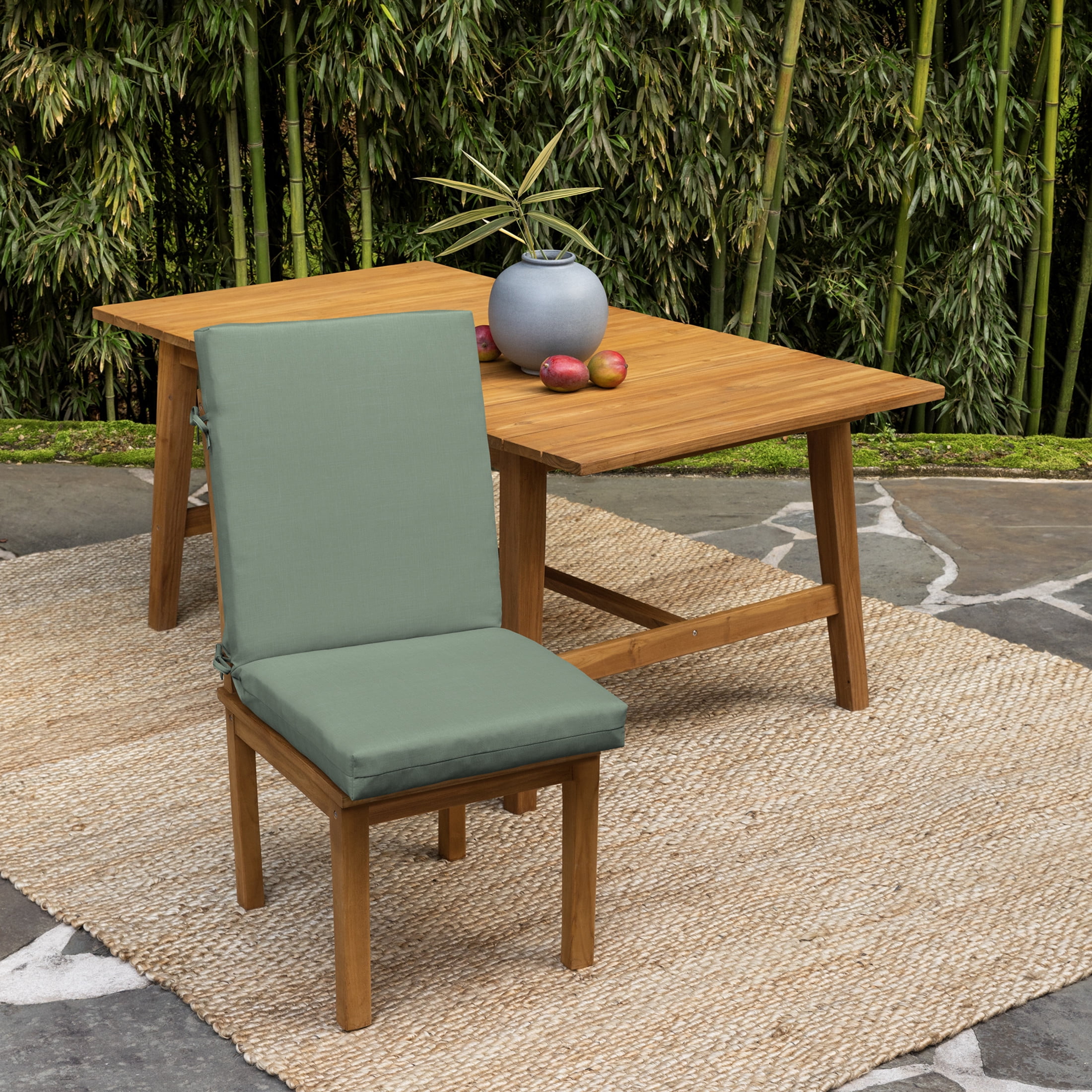 ARDEN 4-Pack earthFIBER Outdoor Patio Dining Chair Cushion, 20x44, Rain-Proof Seat Pad, Fade-Resistant Outdoor Cushion Sage Green Texture