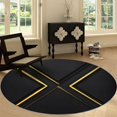 thumbnail image 3 of Round Rugs 4' x 4' Washable Round Area Rug, Marble Water Ripple Lines Non-Slip Circle Rugs Low-Pile Floor Carpet, Soft Dark Gray Printed Rug for Living Room Bedroom, 3 of 7