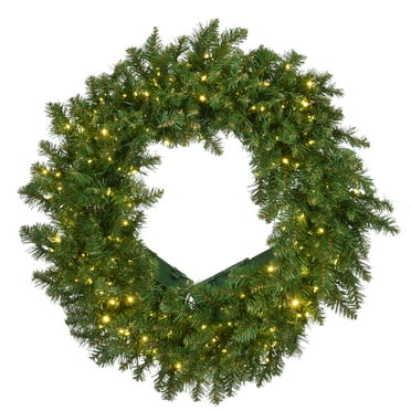 National Tree Company Pre-Lit Artificial Christmas Wreath, Green,  Kingswood® Fir,250 Dual Color®  LED Infinity Lights®, Battery Operated,  10 Functions, Timer, 24 Inch