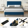 thumbnail image 6 of 4 EVER WINNER Twin Bed Frame, Twin Upholstered Platform Bed with Button Tufted Headboard, Twin Size Bed Frame, Blue, 6 of 7