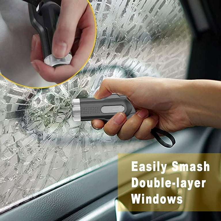 SafeHammer - Safe Hammer Glass Breaker,Hammerdex Car Safety Tool,Safe  Hammer Glass Breaker,Seat Belt Cutter Emergency Escape Tool (Silver+Red)