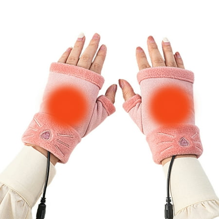 

ADVEN USB Heated Gloves for Men Women Winter Warm Laptop Gloves Fleece Lined Fingerless Heated Gloves Hands Warmer Washable Design