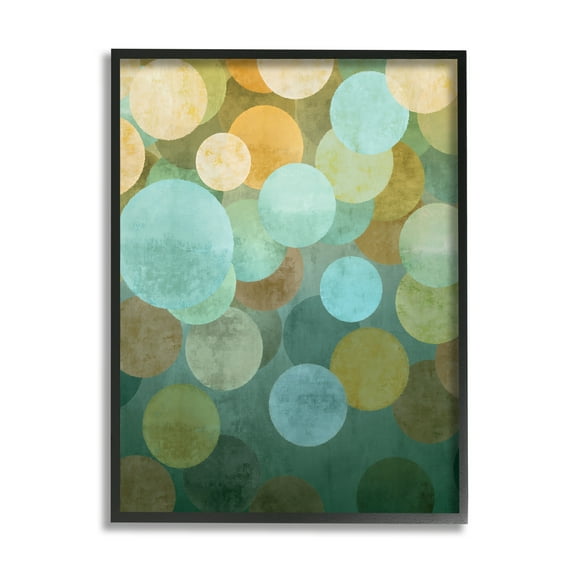 Stupell Industries Geometric Gradient Circles Abstract Painting Black Framed Art Print Wall Art, 11 x 14