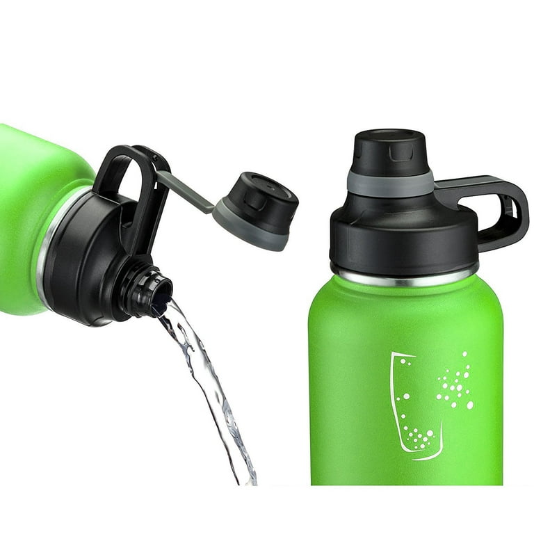 Swig Savvy Sports Water Bottle, Vacuum Insulated Stainless steel, Double  Wall Wide Mouth Leakproof Lid - 40oz (Green)