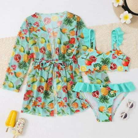 

Uccdo 12M-7T Girls Swimsuits Big Girls Floral Bikinis Bathing Suit 3 Pieces Size 1-7 Years