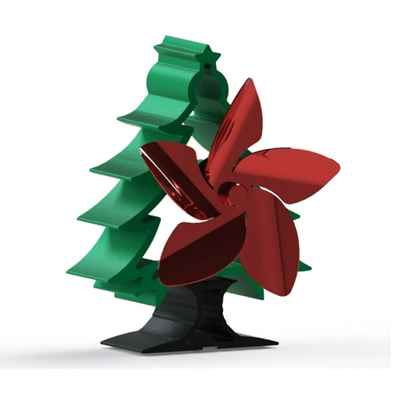 Fan Heat Stove Firep Christmas Powered Tree 5 for Fan Stove Shaped Indoor Other/ Christmas Style 5-Blade Fireplace Fan
