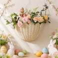 thumbnail image 5 of Scallop Edge Woven Wall Basket Decorative Wall Mounted Storage Basket Handmade Rattan Hanging Planter for Entryway Keys, Bathroom Towels, Living Room Sundries & Farmhouse Home Decor Use, 5 of 7