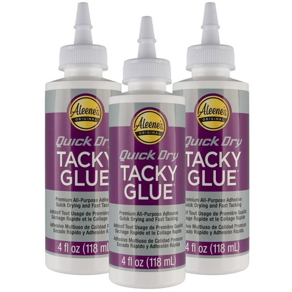Quick Dry Tacky Glue – Ultra Strong Drying Permanent Craft Glue (3-Pack Bottle, 4 FL OZ)