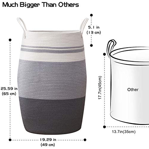 OIAHOMY Laundry Hamper Woven Rope Large Clothes Hamper 25.6 