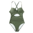 thumbnail image 1 of Traje de baño vintage de dos piezas para mujer, bikini retro con cuello halter fruncido y cintura alta con parte inferior, 1 of 6