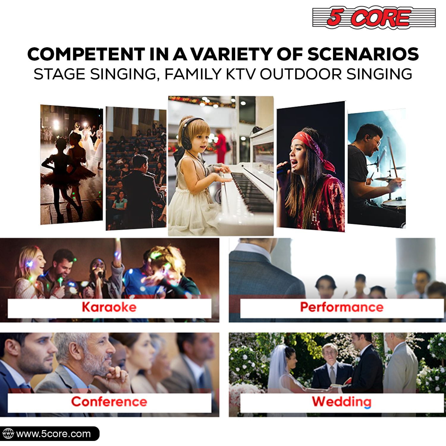 Microphone Dynamic Vocal Handheld Mic Cardioid Unidirectional Microfono w On Off Switch + XLR Audio Cable for Singing Karaoke Public Speaking & Parties - PM 817 CH