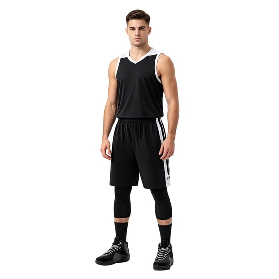 CONZONE Mens 2 Peice Basketball Outfits Solid Color Sleeveless Workout Tshirt Shorts Sets Breathable Summer Track Suits