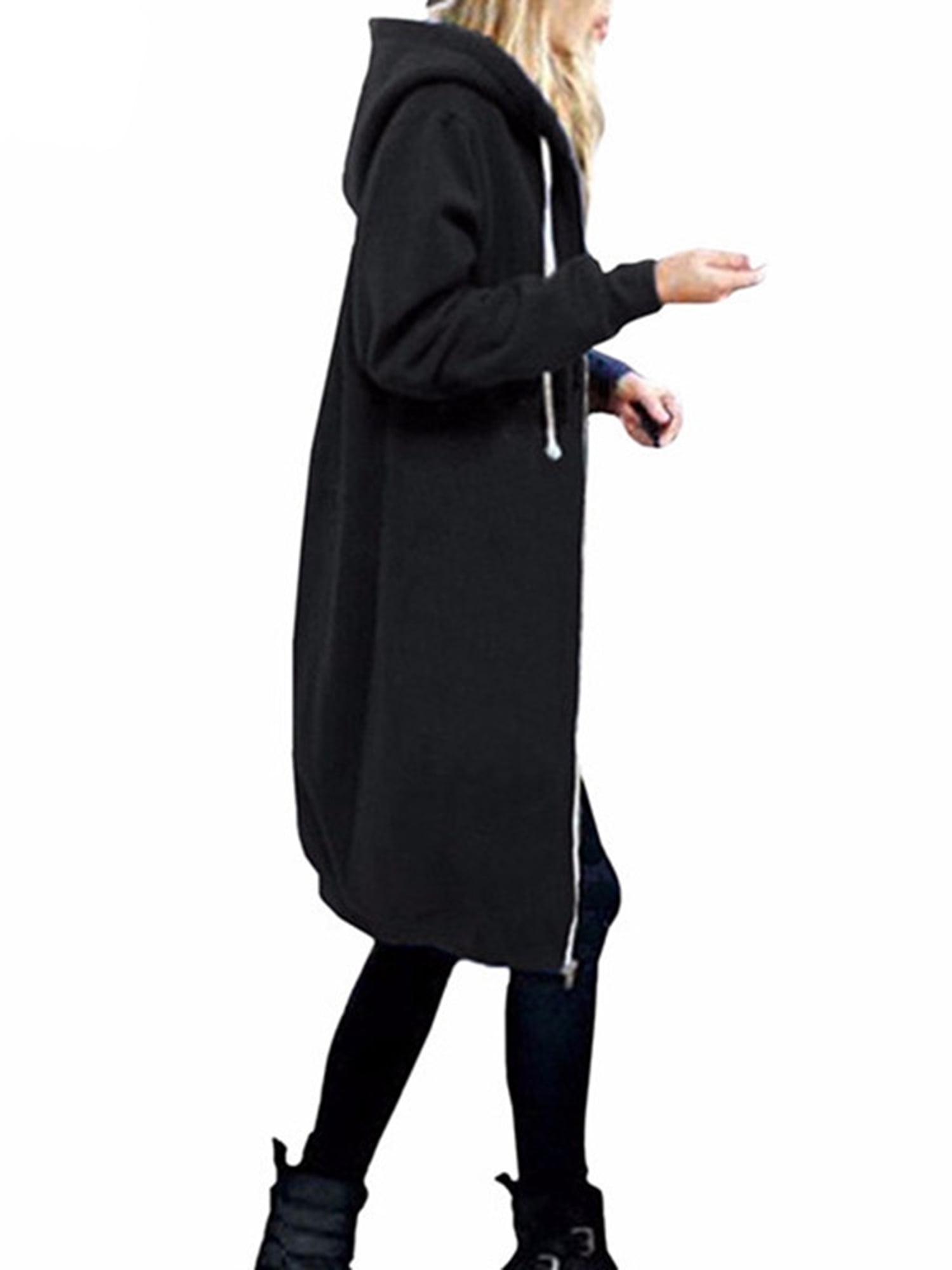 zip up long hoodie