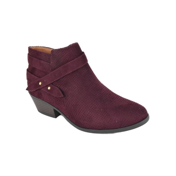 SODA Portia Vino Burgundy Red Suede Soda Women Ankle Boots Small