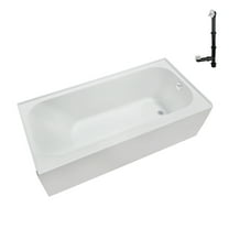 Streamline NAL-5300-WH 66 in. x 32 in. Acrylic Right-Hand Drain Alcove Bathtub in Glossy White With External Drain in Glossy White