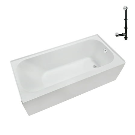 Streamline NAL-5300-WH 66 in. x 32 in. Acrylic Right-Hand Drain Alcove Bathtub in Glossy White With External Drain in Glossy White
