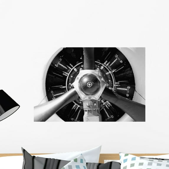 Old Aircraft Engine Abstract Wall Mural by Wallmonkeys Peel and Stick Graphic (24 in W x 16 in H) WM120254