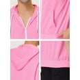 thumbnail image 6 of Unique Bargains Men's Short Sleeve Solid Color Zip Up Sport Hoodies S Pink, 6 of 6