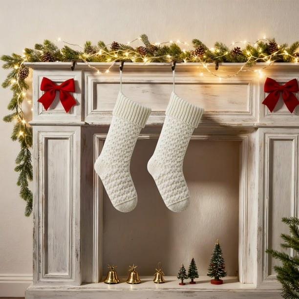 CaiYueKe Large Christmas Stocking Hanging Socks for Fireplace Mantel Holiday Decorations Xmas Sock Gift Bag Party Supplies Home Festive Ornament Storage