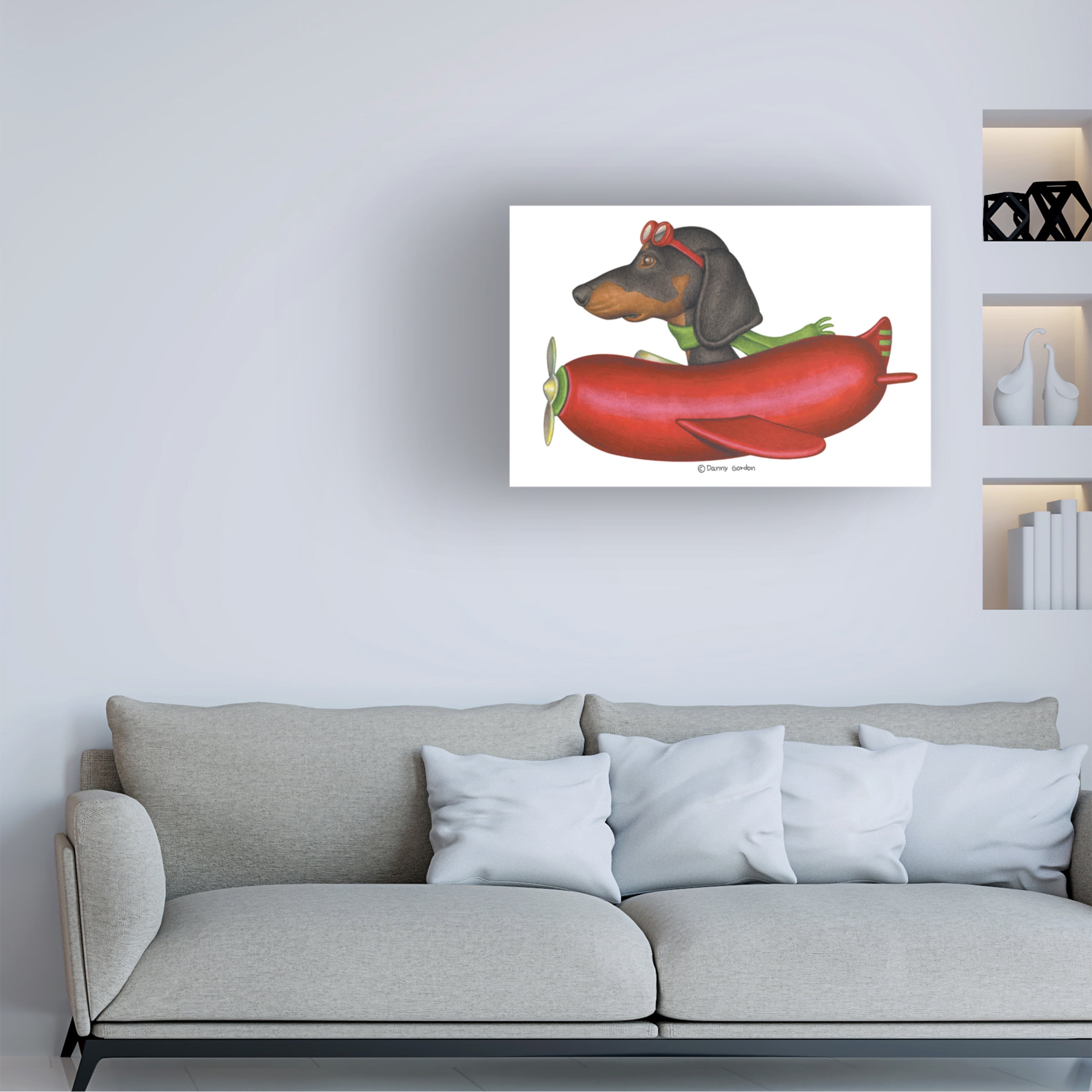 Danny Gordon Art 'Black Dachshund in Red Plane' Canvas Art