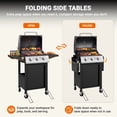 thumbnail image 4 of SEGMART 3 Burner BBQ Propane Gas Grill, Stainless Steel 30,000 BTU Patio Garden Barbecue Grill with Folding Side Tables, Thermometer & Bottle Opener, Perfect for Camping, Outdoor Cooking, 4 of 9