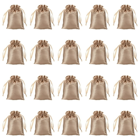 Uxcell 20 Pack Satin Bags with Drawstrings 4 x 6" Champagne