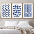 thumbnail image 2 of IDEA4WALL Framed Wall Art Print Set Blue White Geometric Polygon Collage Abstract Shapes Illustrations Modern Decorative Boho for Living Room, Bedroom, Office - 24"x36"x3 Natural, 2 of 5