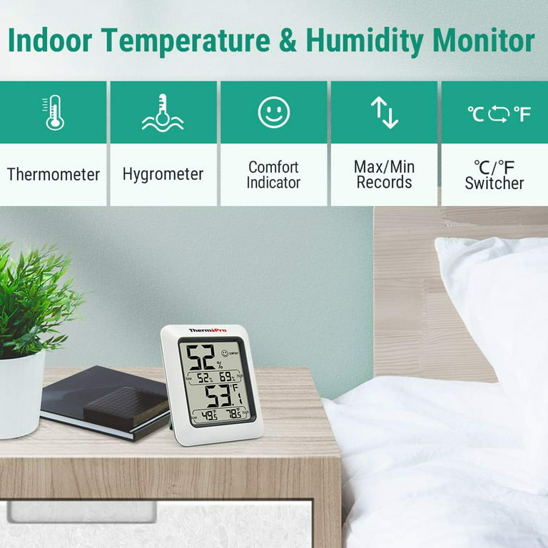 ThermoPro TP50 Indoor thermometer Humidity Monitor Weather Station wit –  Prikone