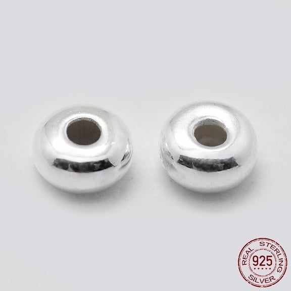 20pc 925 Sterling Silver Spacer Beads Rondelle Silver 3x1.5mm Hole: 1mm DIY