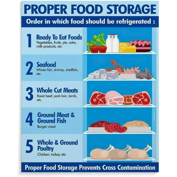 Refrigerator Food Storage Infographic Proper Storage Safety Guide Poster (0) Bedroom Office Room Printed Canvas Poster Wall Art Decoration Painting Aesthetic Poster