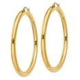 thumbnail image 2 of 14K Yellow Gold Polished 4mm x 55mm Tube Hoop Earrings, 2 of 6