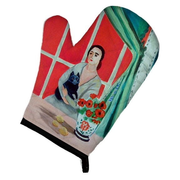 Lady with her Schipperke Oven Mitt
