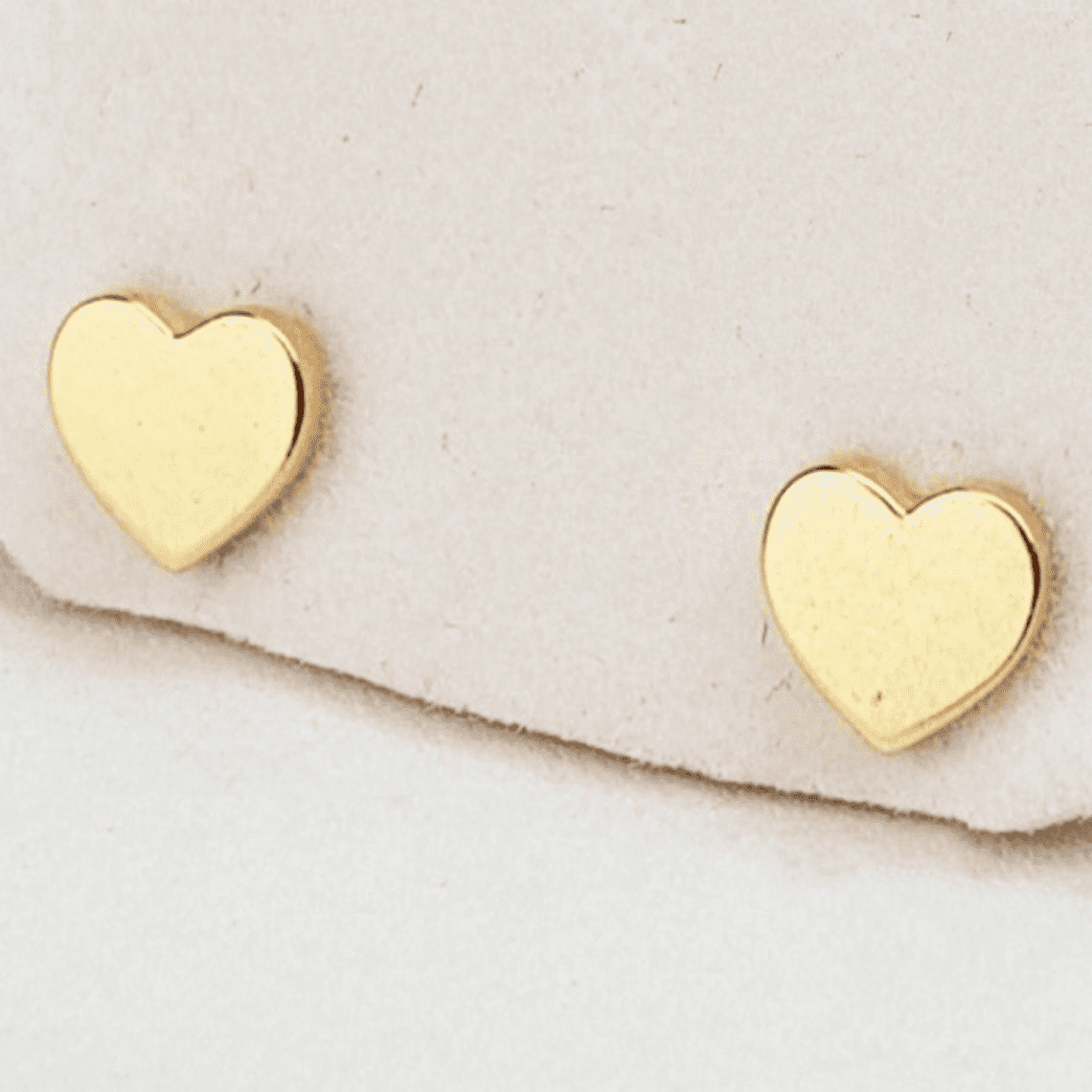 SOLID 14K Gold Heart Earrings, Thicker Push Back Stud Earrings