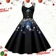 thumbnail image 2 of Womens Christmas Dress Christmas Clothes for women's Fashionable Retro Christmas Printed Strap Zipper Casual Long Dress, 2 of 3
