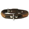 thumbnail image 2 of High Quality Genuine Leather Braided Dog Collar, Brown 7/8" Wide. Fits 13"-16.5" Neck. Overall Length 18"., 2 of 3