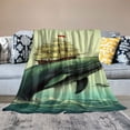 thumbnail image 2 of JEUXUS Blanket Gifts Watercolor Whale Painting Navigating the Ocean Flannel Throw Blanket (Universal 1) White, 2 of 6