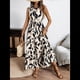 thumbnail image 5 of Vestido Maxi Floral de Verano para Mujer, Cuello Abotonado, Cintura Anudada, Volantes Escalonados, Sin Mangas, Estilo Bohemio, Color Albaricoque S, 5 of 9