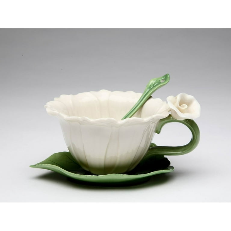 Ceramic White Daisy Flower Cup and Saucer-2 Sets Tea Party Decor Cafe Decor